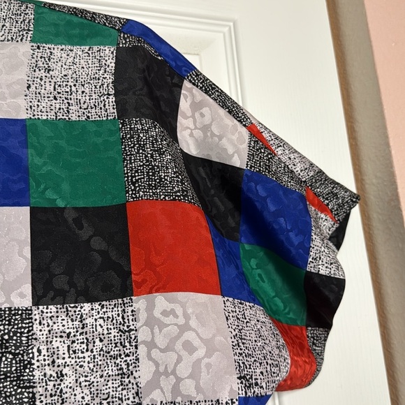 NICOLA Multicolor Checkered Short Sleeve Top size 14 - Picture 3 of 7